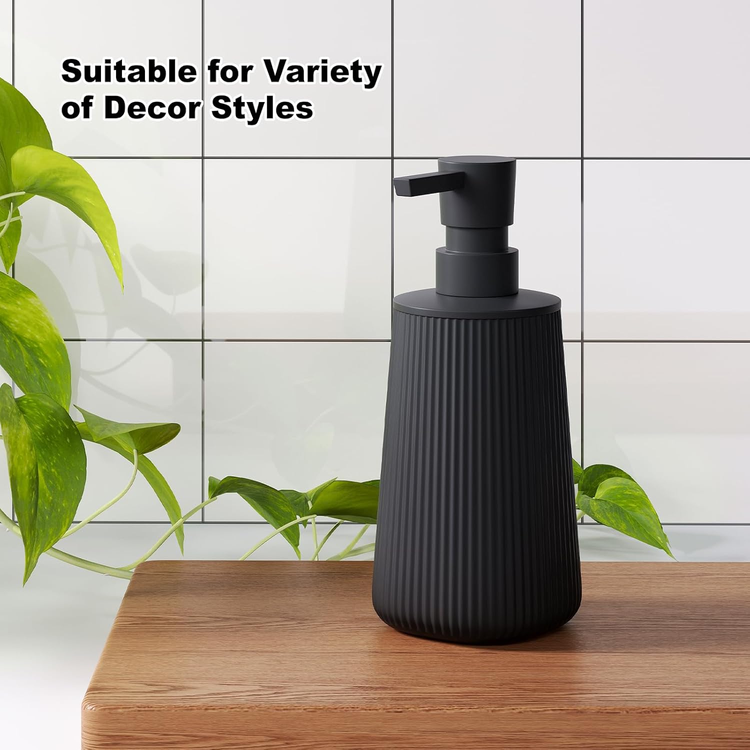 Matte Black Soap Dispenser for Kitchen, Dish Soap Dispenser Bathroom, Hand Soap Dispenser with Pump for Bathroom, Small Refillable Liquid Soap & Lotion Dispenser, Modern Plastic Soap Dispenser - Image 3
