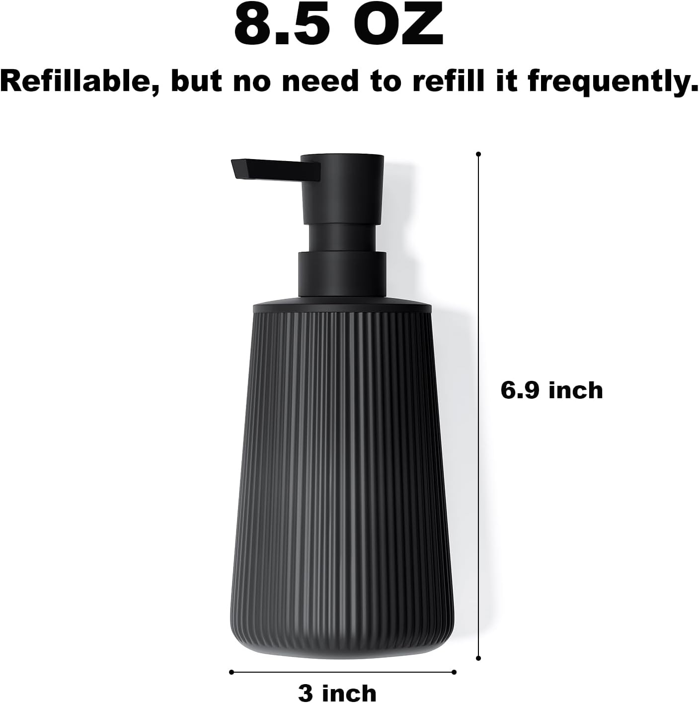 Matte Black Soap Dispenser for Kitchen, Dish Soap Dispenser Bathroom, Hand Soap Dispenser with Pump for Bathroom, Small Refillable Liquid Soap & Lotion Dispenser, Modern Plastic Soap Dispenser - Image 5